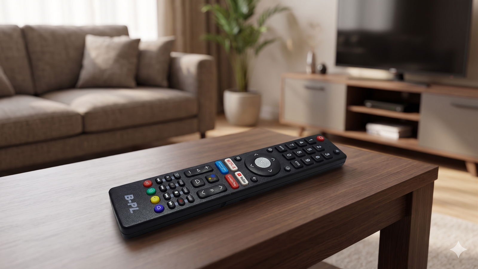B-PL Smart LED Android TV Replacement Remote Control with Netflix, YouTube, Prime Video, and Google Play Keys